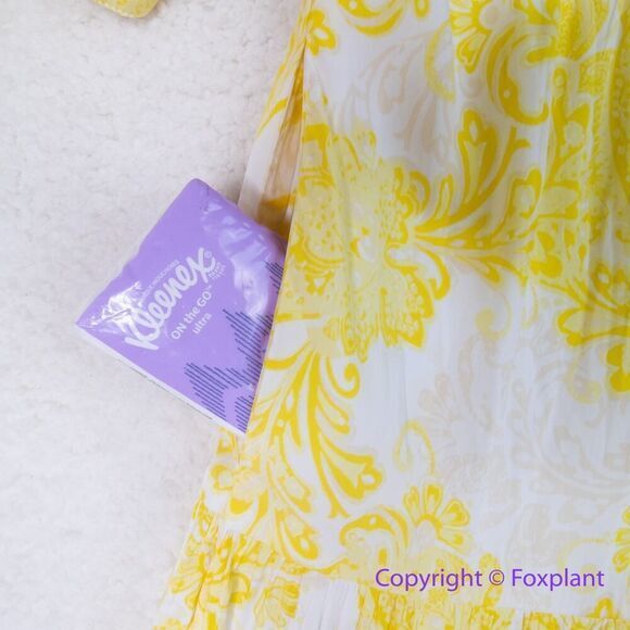 New! Chico's Tiered Paisley Maxi Dress yellow, Chico size 0, US size S/4 - Picture 13 of 16